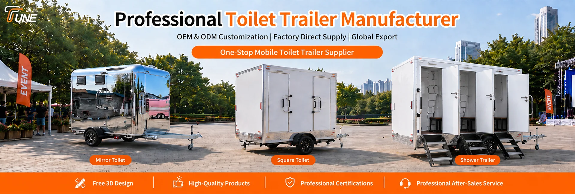 Fabrikant van luxe mobiele toilettrailers China - TUNE